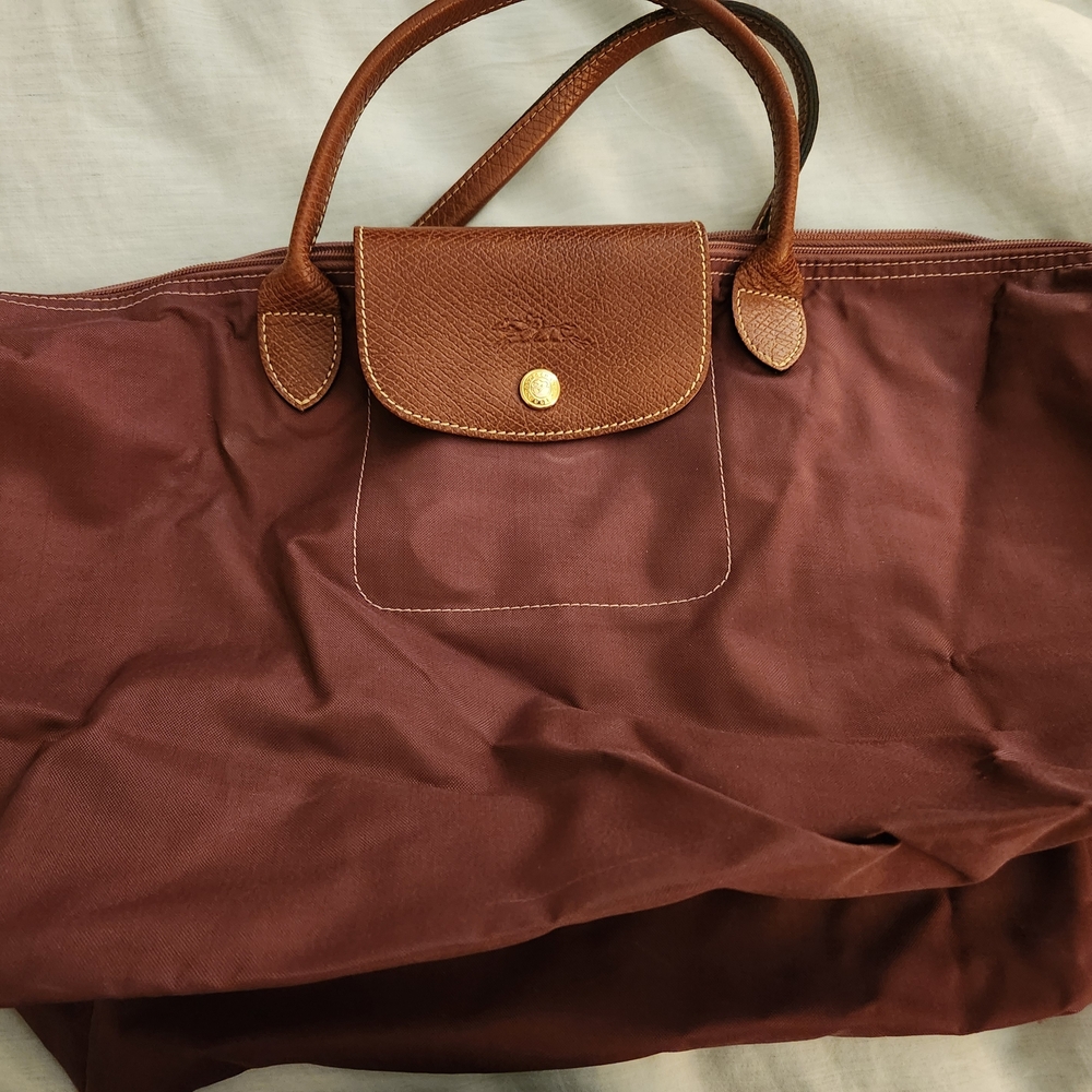 Longchamp Mauve and Brown Le Pliage Small Top-Handle Tote - Picture 3 of 6